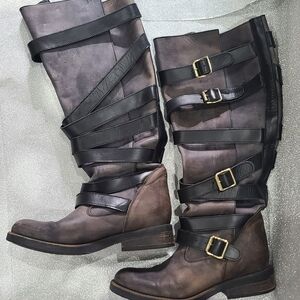 Steve Madden Black and Brown Heeled Boots